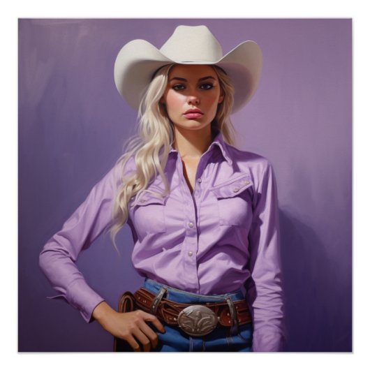 Shades of Lavender: Cowgirl Wall Art Perfect Poster (Voorkant)