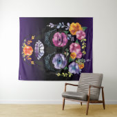 Shades of Lavender Vrouw Flower Skull Wandkleed (In Situ (horizontaal))