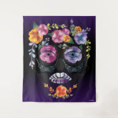 Shades of Lavender Vrouw Flower Skull Wandkleed (Voorkant)