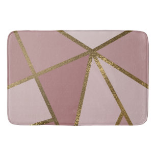 Shades of Mauve Pink & Gold Bronze Geometric Glam Badmat