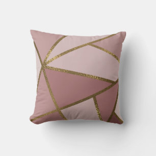 Shades of Mauve Pink & Gold Bronze Geometric Glam Kussen