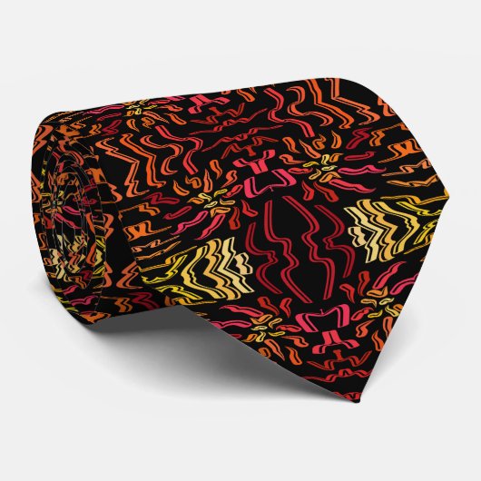 Shades Of Orange Red Yellow Ribbon Design Art Stropdas (Opgerold)