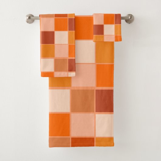 Shades of Oranje Squares Bad Handdoek (Insitu)