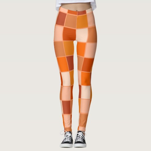 Shades of Oranje Squares Leggings (Voorkant)