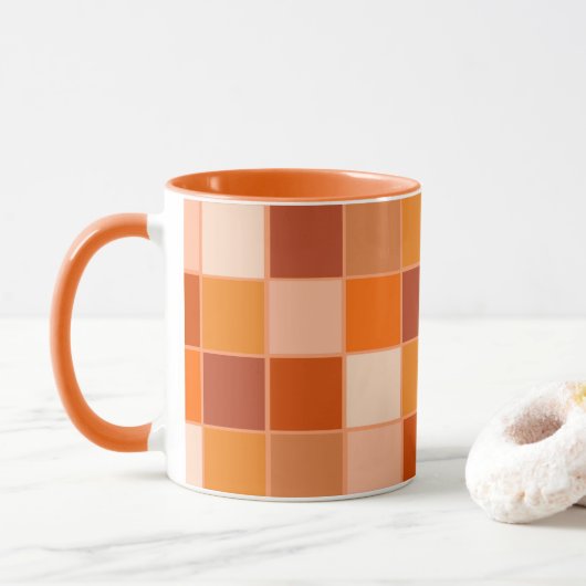 Shades of Oranje Squares Mok (Met donut)