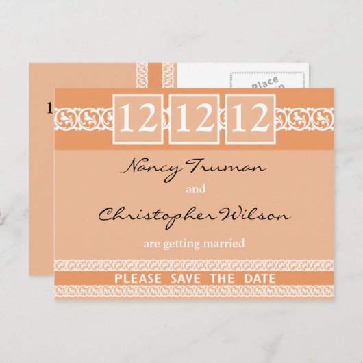 Shades of Peach Sla de datum Briefkaarten (Voorkant / Achterkant)