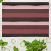 Shades of Pink and Burgundy Striped Theedoek (Gevouwen)