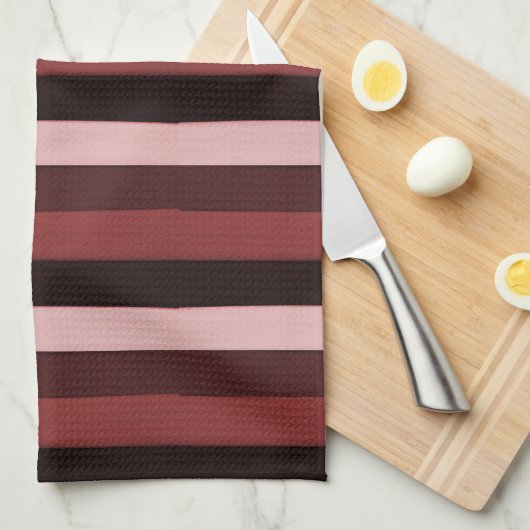 Shades of Pink and Burgundy Striped Theedoek (Quarter Fold)