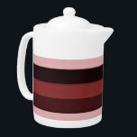 Shades of Pink and Burgundy Striped Theepot<br><div class="desc">Zacht,  getextureerd,  dikke strepen in roze en bruine tinten.</div>