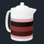 Shades of Pink and Burgundy Striped Theepot<br><div class="desc">Zacht,  getextureerd,  dikke strepen in roze en bruine tinten.</div>