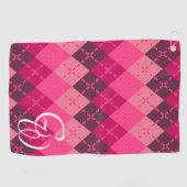 Shades of Pink Argyle Sporty Preppy Gepersonalisee Golfhanddoek (Horizontaal)