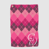 Shades of Pink Argyle Sporty Preppy Gepersonalisee Golfhanddoek (Voorkant)