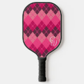 Shades of Pink Argyle Sporty Preppy Gepersonalisee Pickleball Paddle (Voorkant)
