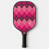 Shades of Pink Argyle Sporty Preppy Gepersonalisee Pickleball Paddle (Achterkant)