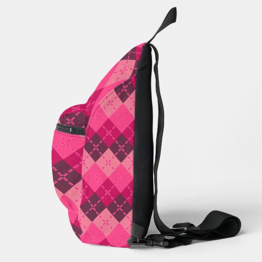 Shades of Pink Argyle Sporty Preppy Sling Bag (Rechts)