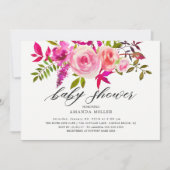 Shades of Pink Floral Baby shower Invitation Kaart (Voorkant)