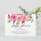 Shades of Pink Floral Baby shower Invitation Kaart (Staand voorkant)