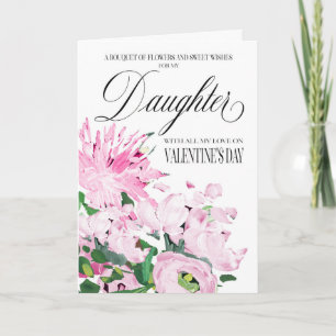 Shades of Pink Floral Bouquet Valentijn Dochter Kaart