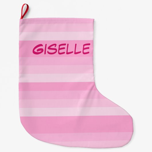 Shades of Pink Stripes kerstmis Grote Kerstsok (Voorkant)