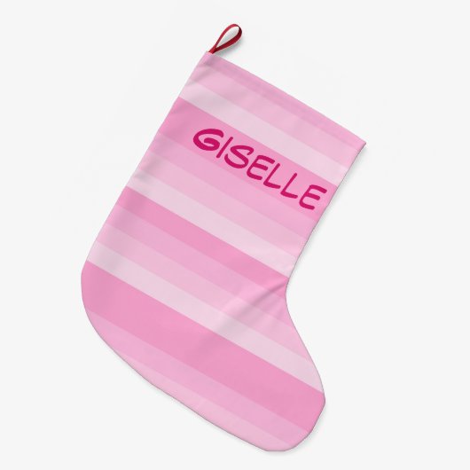 Shades of Pink Stripes kerstmis Grote Kerstsok (Voorkant (Hangend))