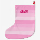 Shades of Pink Stripes kerstmis Grote Kerstsok (Achterkant)