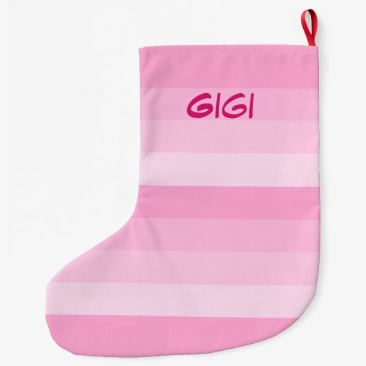 Shades of Pink Stripes kerstmis Grote Kerstsok (Achterkant)