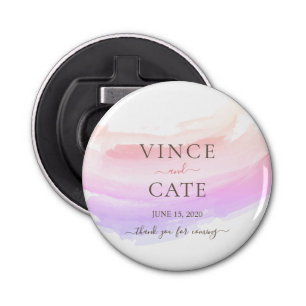 Shades of Pink Waterverf Splash Wedding Button Flesopener