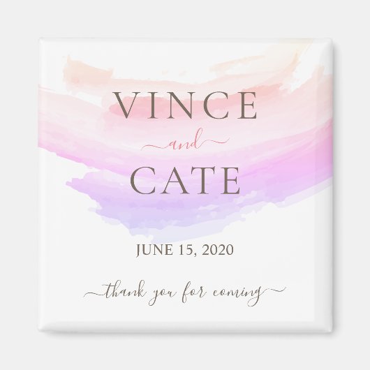 Shades of Pink Waterverf Splash Wedding Magneet (Voorkant)
