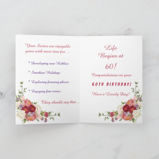 Shades of Pink White Peony Flower Happy Birthday Kaart (Binnen)