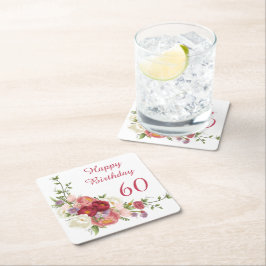 Shades of Pink White Peony Flower Happy Birthday Kartonnen Onderzetters