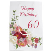 Shades of Pink White Peony Flower Happy Birthday Medium Cadeauzakje (Achterkant)