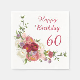 Shades of Pink White Peony Flower Happy Birthday Servet