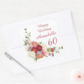 Shades of Pink White Peony Flower Happy Birthday  Vierkante Sticker (Envelop)
