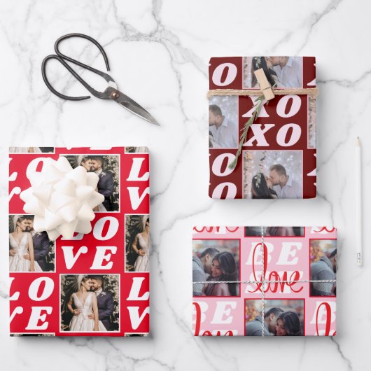 Shades of Red kerstfoto 3 Gift Inpakpapier Vel (Voorkant)