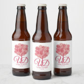 Shades of Red of Elegant Tree Design Bier Etiket (Flessen)