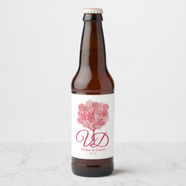 Shades of Red of Elegant Tree Design Bier Etiket