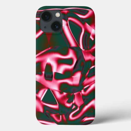 Shades of red pink on abstract tapes up dark cyan Case-Mate iPhone case (Achterkant)