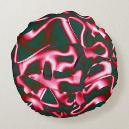 Shades of red pink on abstract tapes up dark cyan rond kussen