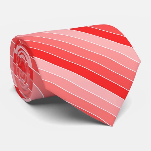 Shades of Red Stripes Stropdas (Opgerold)