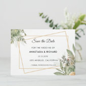 Shades of Sage Bruiloft Save The Date Kaart (Staand voorkant)