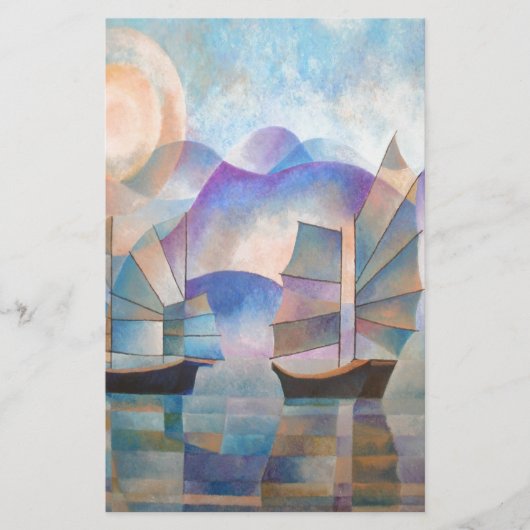 Shades of Tranquility Oriental Junks Briefpapier (Voorkant)