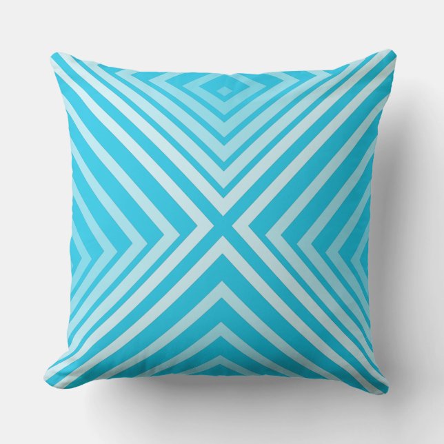 Shades of Turquoise Cornered Box Pattern - Pillow Kussen (Voorkant)