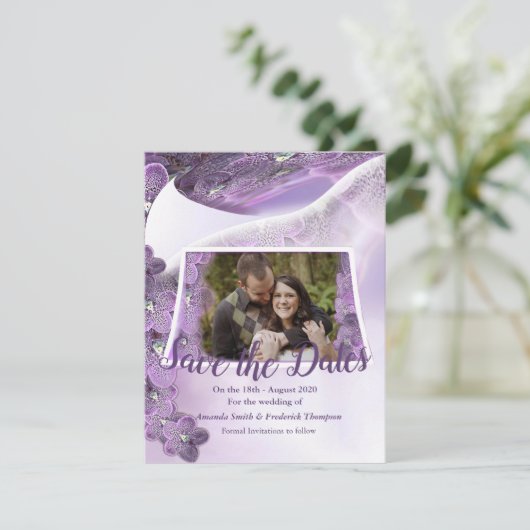 Shades of Violet Paarse Orchids Save The Date (Staand voorkant)