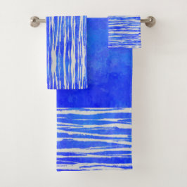 Shades of White and Blue Striped Pattern Bad Handdoek