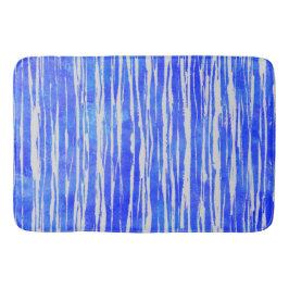 Shades of White and Blue Striped Pattern Badmat