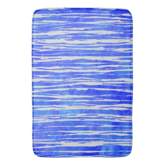 Shades of White and Blue Striped Pattern Badmat (Voorkant Verticaal)
