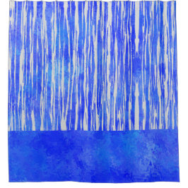 Shades of White and Blue Striped Pattern Douchegordijn