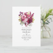 Shades of Wine Bloemen Bruiloft Kaart (Staand voorkant)