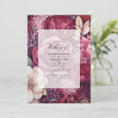 Shades of Wine Bloemen Bruiloft Kaart (Staand voorkant)