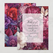 Shades of Wine Bloemen Bruiloft Kaart (Voorkant / Achterkant)